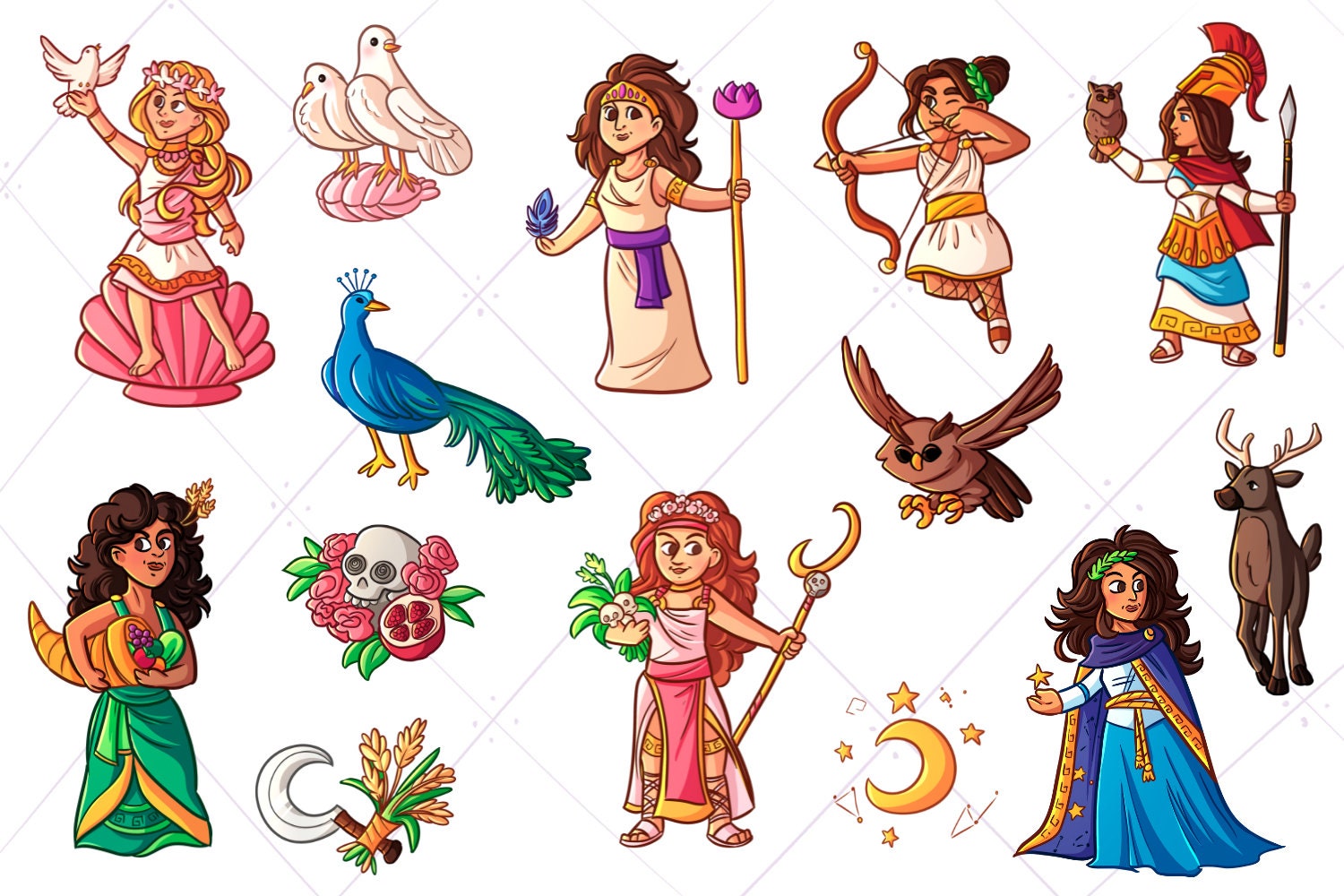Greek Goddess Clip Art Collection, Greek Mythology Clipart, Greek Myths ...