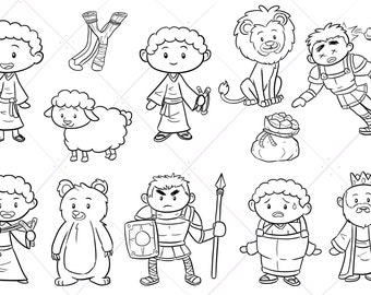 David And Goliath Clip Art Collection, Bible Story Clipart, Sunday School Clip Art