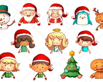 Christmas Page Toppers Clip Art Collection, Christmas Characters Clipart, Kids Christmas Art
