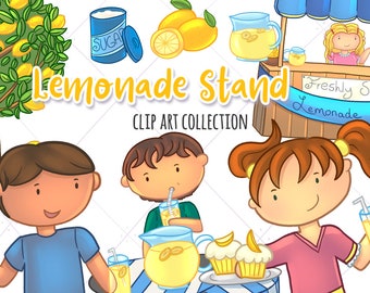 Cute Lemonade Stand Clip Art Set - Summer Kawaii Clipart