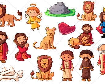 Daniel and the Lions Den Clip Art Collection, Bible Story Clipart, Sunday School Clip Art