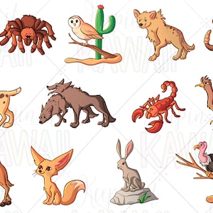 Desert Animals Clip Art, Kawaii Desert Animals, Animal Clip Art Bundle, Clip Art For Teachers
