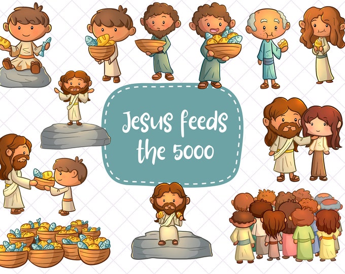 Jesus Feeds 5000 Clip Art, Bible Mini - Etsy Canada