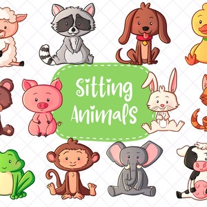 Cute Animals Clipart, Sitting Animals Clip Art, Cute Animals Clipart For Teachers, Counting Animals