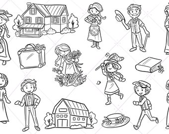 Anne van Green Gables Clip Art Collection, Anne Shirley Clipart, leuke Clipart voor kinderen, Story Book Clipart