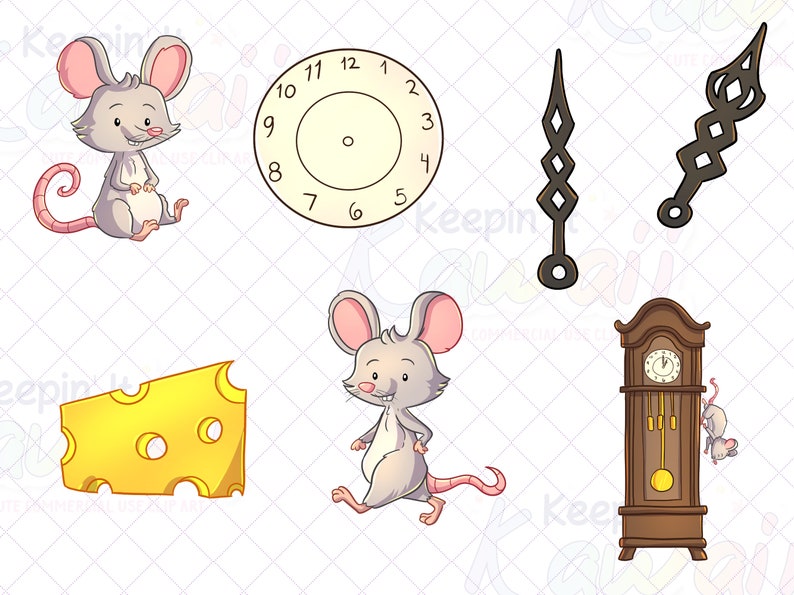 Hickory Dickory Dock, Nursery Rhyme Clipart, Cute Mother Goose Clip Art ...