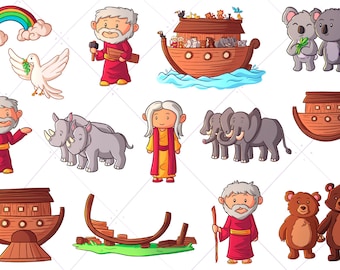 Noah's Ark Clip Art Bundle, Bible Story Clipart For Teachers