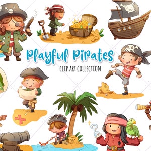Pirate Clip Art, Pirate Schepen Clipart, Pirate Party Graphics, Pirate Invite, Pirate Boy, Pirate Girl, Schat, Schat Kaart