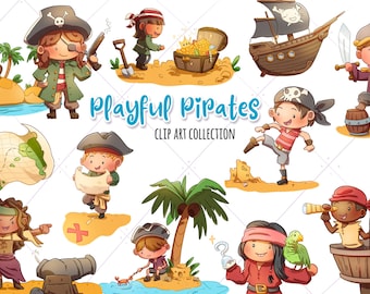 Pirate Clip Art, Pirate Ships Clipart, Pirate Party Graphics, Pirate Invite, Pirate Boy, Pirate Girl, Treasure, Treasure Map