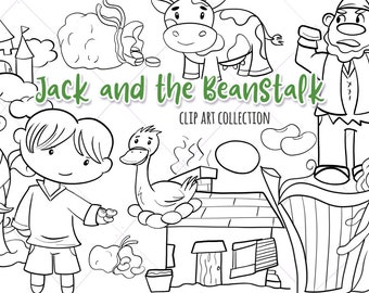 Jack and the Beanstalk Fairy Tale Hand Drawn Clip Art Digital - Etsy