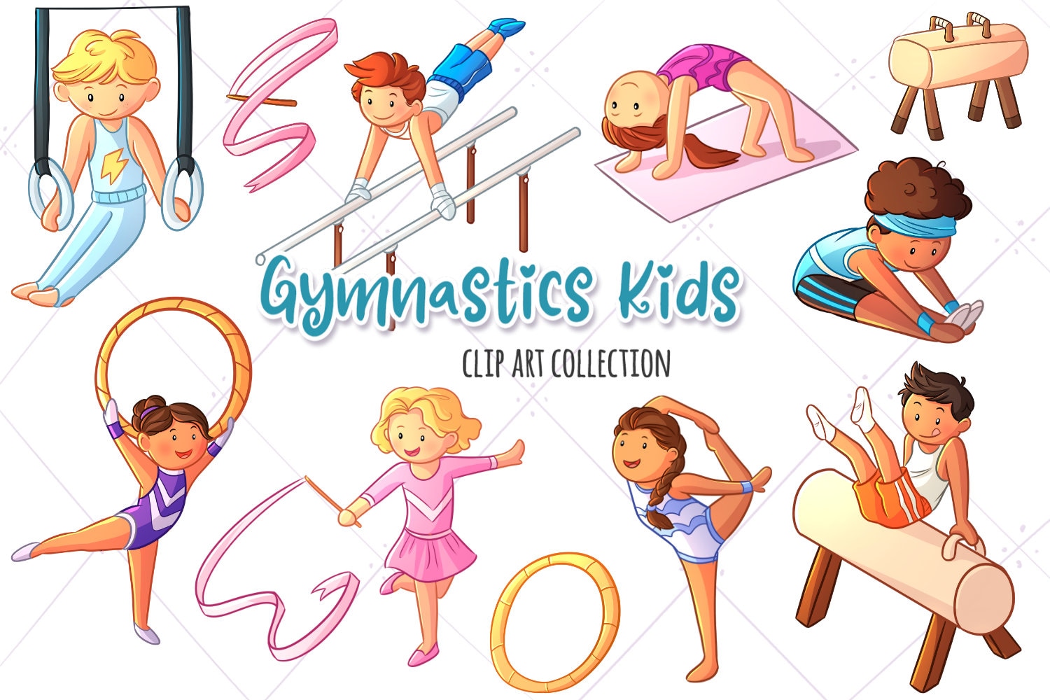 Gymnastics Clipart, Cute Gymnastic Kids Clip Art, Gymnastics Kids Clipart -  Etsy Sweden