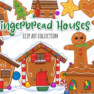 Ginger Bread Clip Art Collection, Cute Christmas Clip art, Gingerbread Houses, Gingerbread Illustrations