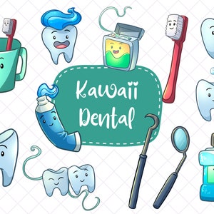 Kawaii Dental Clipart, Cute Dentist Clipart, Kids Brushing Teeth, Tooth Fairy Clip Art, Kids Morning Routine Clipart