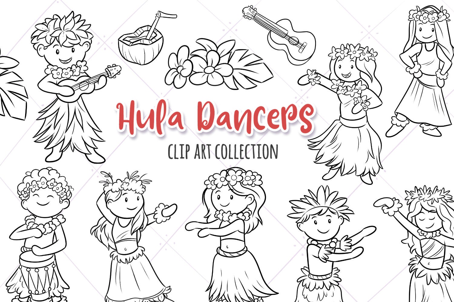 Hawaiin Dancers Clipart, Cute Hula Dancing Clip Art, Hula Dancing Kids Clipart