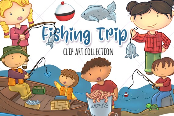 Fishing Trip Father S Day Clip Art Kids Fishing Clipart Etsy