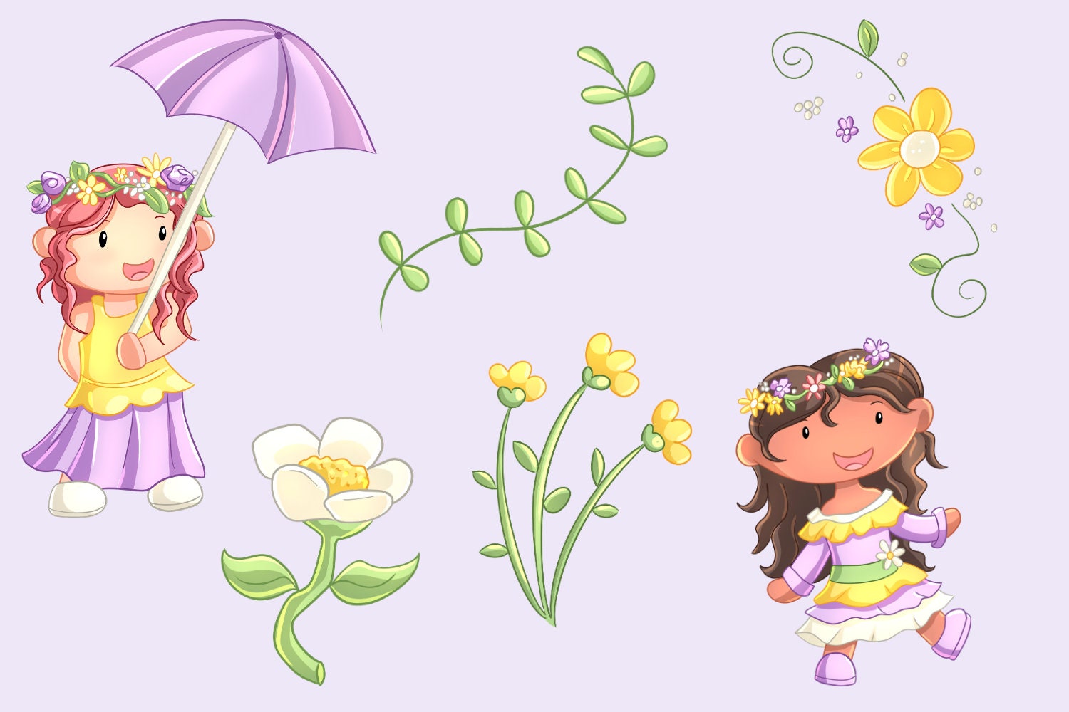 May Flowers Cute Clip Art Collection Spring Flowers Clipart - Etsy