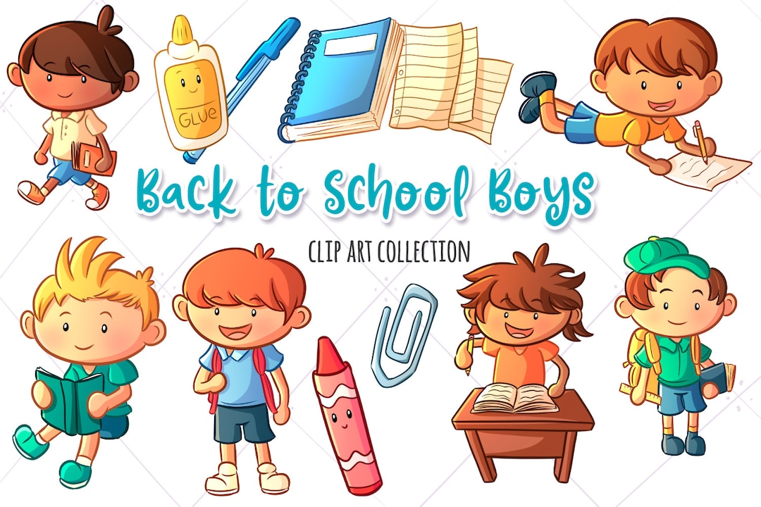 Cute Back to School Boys Clip Art, School Boy Graphics, School Clip Art ...