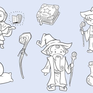 Wise Wizards Fantasy Clip Art Collection, Cute Magical Wizards Clipart ...