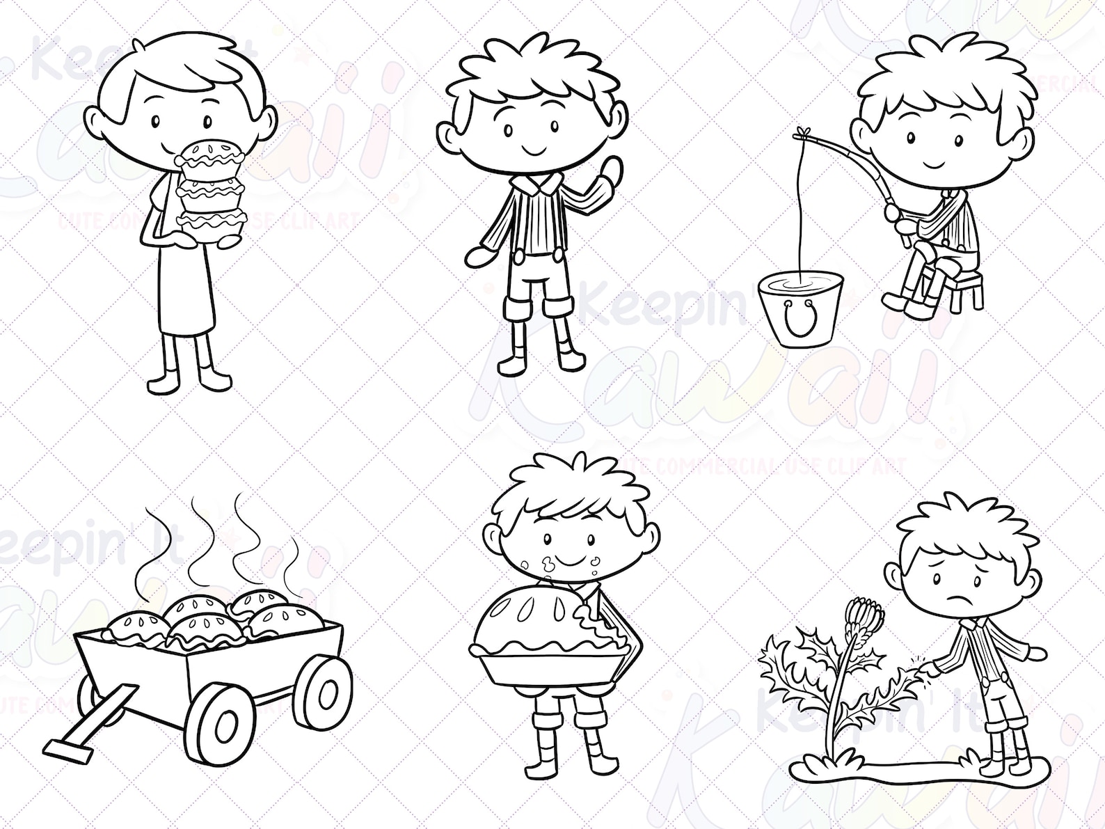 Simple Simon Clip Art, Nursery Rhyme Clipart, Cute Mother Goose Clip ...