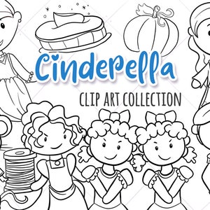 Cinderella Story Digitale Stempel, Cinderella Märchen Schwarz-Weiß Ausmalseiten, Prinzessin Party Ausmalbilder