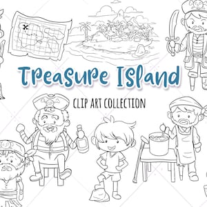 Treasure Island Story Book Clip Art, Pirate Party Clipart, Pirate Treasure Clipart Bundle