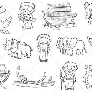 Noah's Ark Bible Stories Digital Stamps, Bible Story Clipart, Noah and the Ark Clip Art Bundle, Clip Art For Teachers