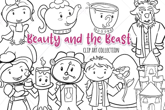 Beauty And The Beast Clipart Black And White - Kirai Wallpaper