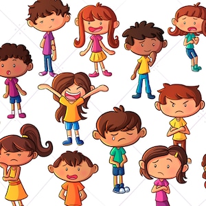 Emotion Kids Clip Art Collection, Emotions Clipart, School Kids Emotions Clip Art, Emotional Clipart