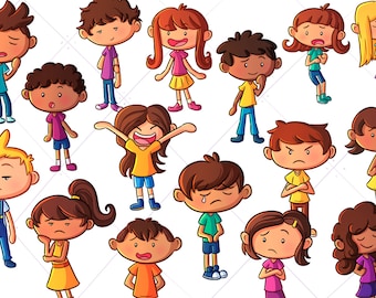 Emotion Kids Clip Art Collection, Emotions Clipart, School Kids Emotions Clip Art, Emotional Clipart