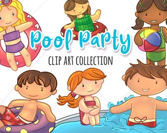 Kids Pool Party Clipart Set – Summer Clip Art
