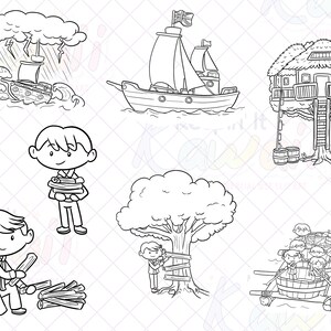 Swiss Family Robinson Clipart, Cute Story Book Clipart, Kawaii ...