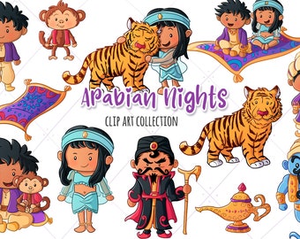 Cute Arabian Nights Clip Art Collection, Kawaii Aladdin Clipart, Cute Aladdin Clipart