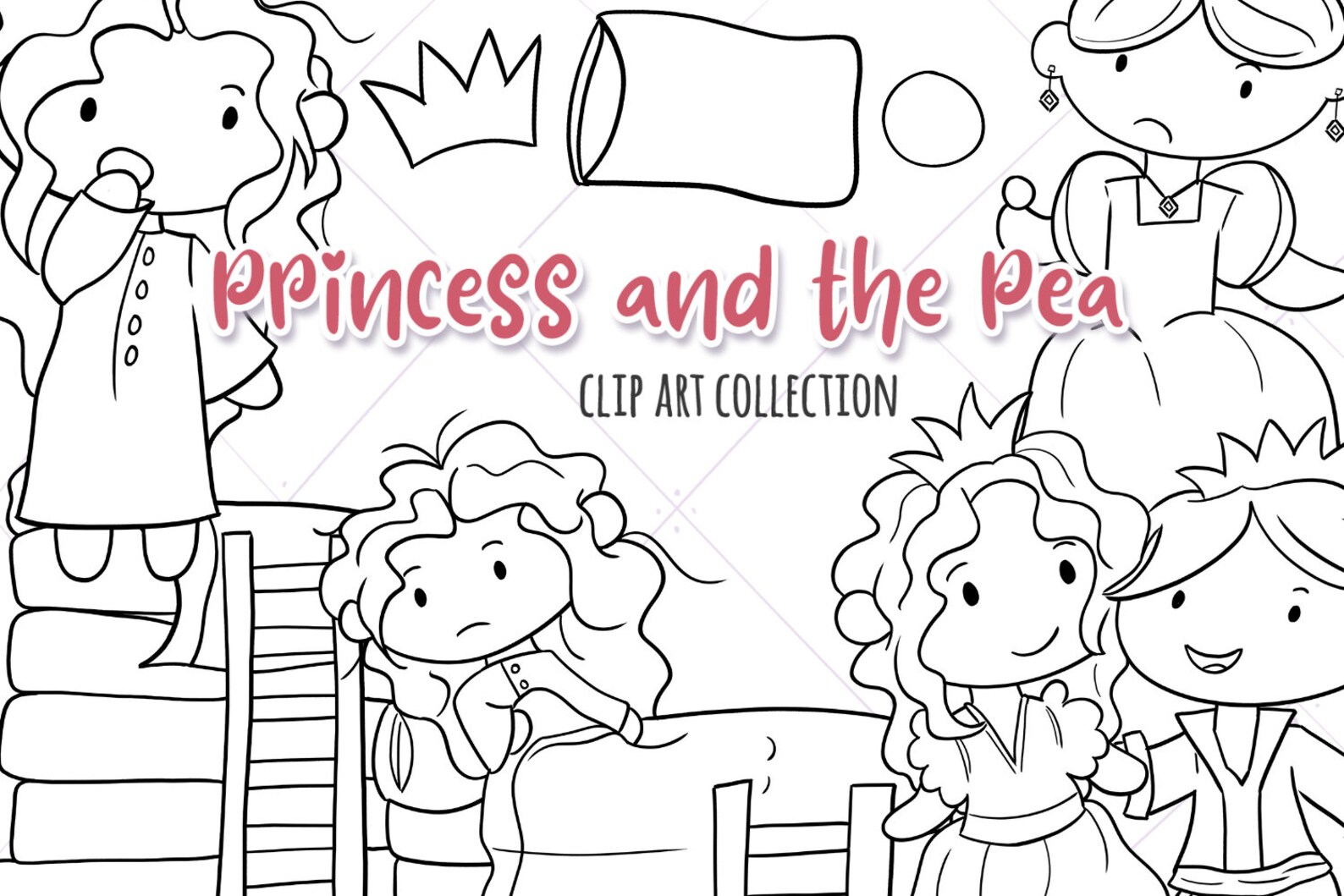 Princess And The Pea Fairy Tale Digital Stamps Kids Coloring Etsy princess-and-the-pea-fairy-tale-digital-stamps-kids-coloring-etsy