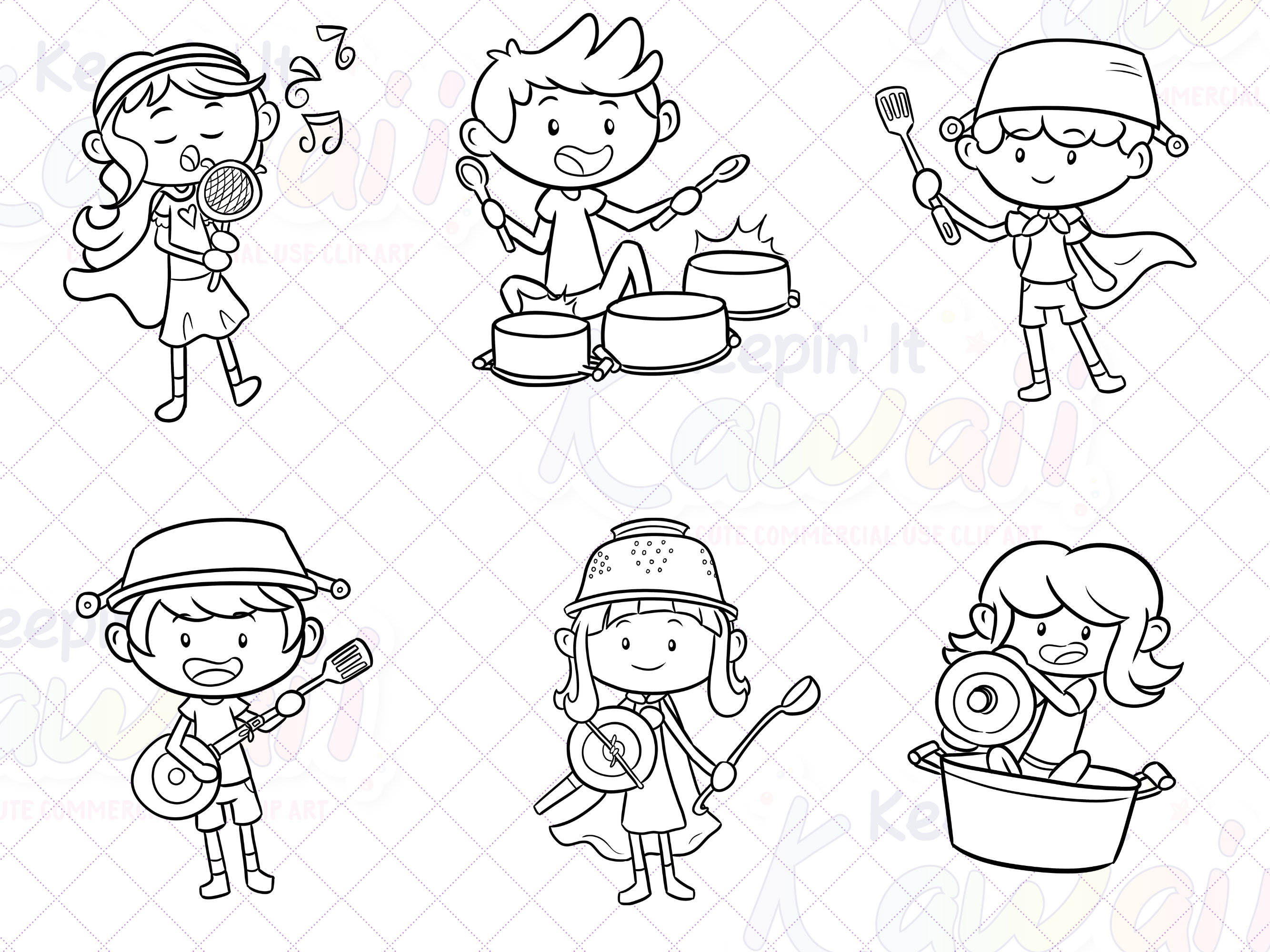 Pretend Play Kids Clip Art, Imagination Clipart, Cute Pretend Play