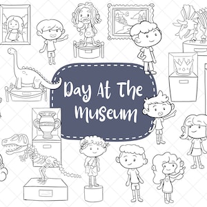 A Day At The Museum Clip Art, Kids Field Trip Clip Art, Cute Kids Museum, Educational Clipart, Classroom Clip Art