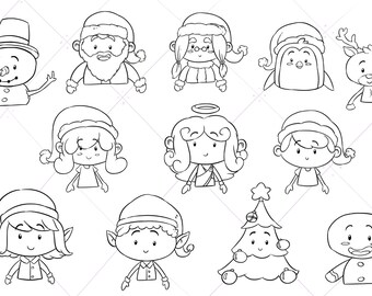 Christmas Page Toppers Clip Art Collection, Christmas Characters Clipart, Kids Christmas Art
