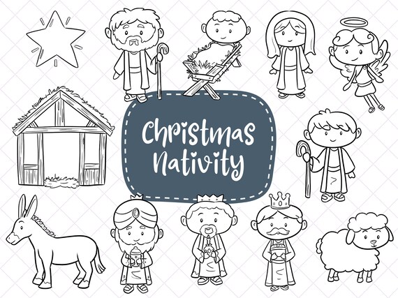 Christmas Nativity Clip Art Collection, Baby Jesus Clipart, Christmas Story Bible School Clipart