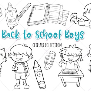 Cute Back To School Boys Digital Stamps, School Boy Graphics, School Clip Art For Teachers