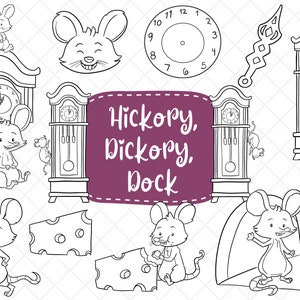 Hickory Dickory Dock, Nursery Rhyme Clipart, Cute Mother Goose Clip Art ...