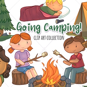 Cute Camping Clip Art Set - Outdoors Clip Art - Summer Time Clip Art -Camp Site Clipart - Kawaii Clipart, Cute Clip Art