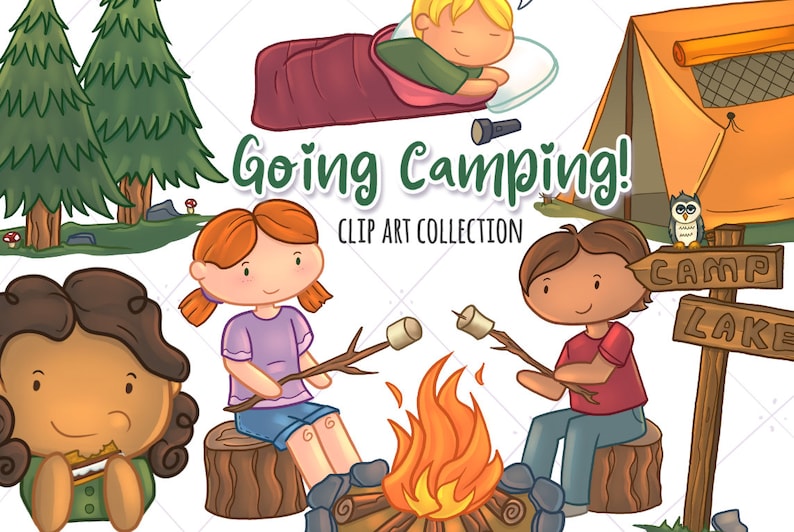 Cute Camping Clip Art Set Outdoors Clip Art Summer Time - Etsy