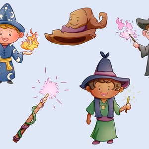 Wise Wizards Fantasy Clip Art Collection Cute Magical Wizards - Etsy