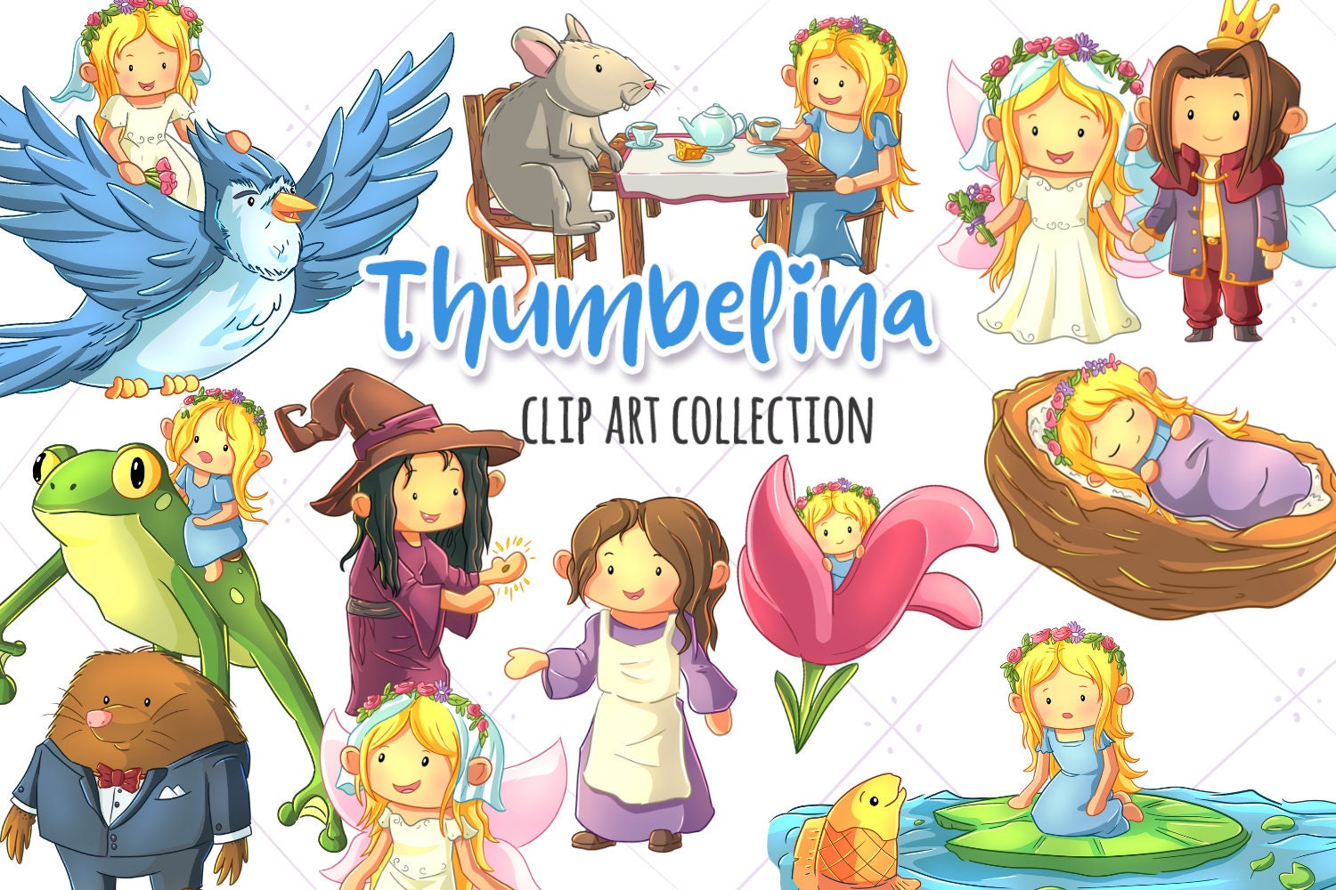 Thumbelina Drawing - Etsy Thumbelina Drawing - Etsy