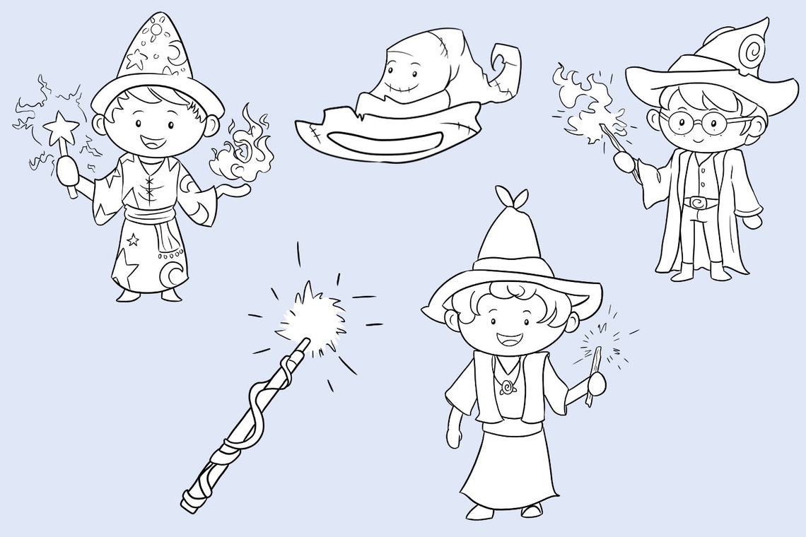 Wise Wizards Fantasy Clip Art Collection, Cute Magical Wizards Clipart ...
