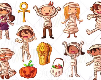 Cute Mummies Clip Art, Kawaii Halloween Mummy, Cute Monsters, Clip Art For Teachers