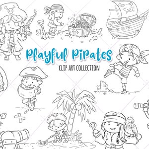 Pirate Clip Art, Pirate Ships Clipart, Pirate Party Graphics, Pirate Invite, Pirate Boy, Pirate Girl, Treasure, Carte au trésor