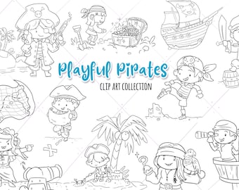 Pirate Clip Art, Pirate Ships Clipart, Pirate Party Graphics, Pirate Invite, Pirate Boy, Pirate Girl, Treasure, Treasure Map