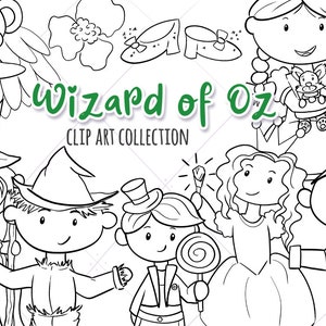 Wizard of Oz Black and White Digital Stamps, Wizard of Oz Coloring Pages, Emerald City Clip Art