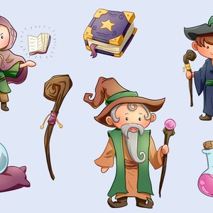 Wise Wizards Fantasy Clip Art Collection, Cute Magical Wizards Clipart ...