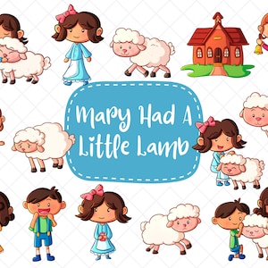 Mary Had A Little Lamb Clip Art, Nursery Rhyme Clipart, Little Lamb School Art, Nursery Rhyme Clip Art